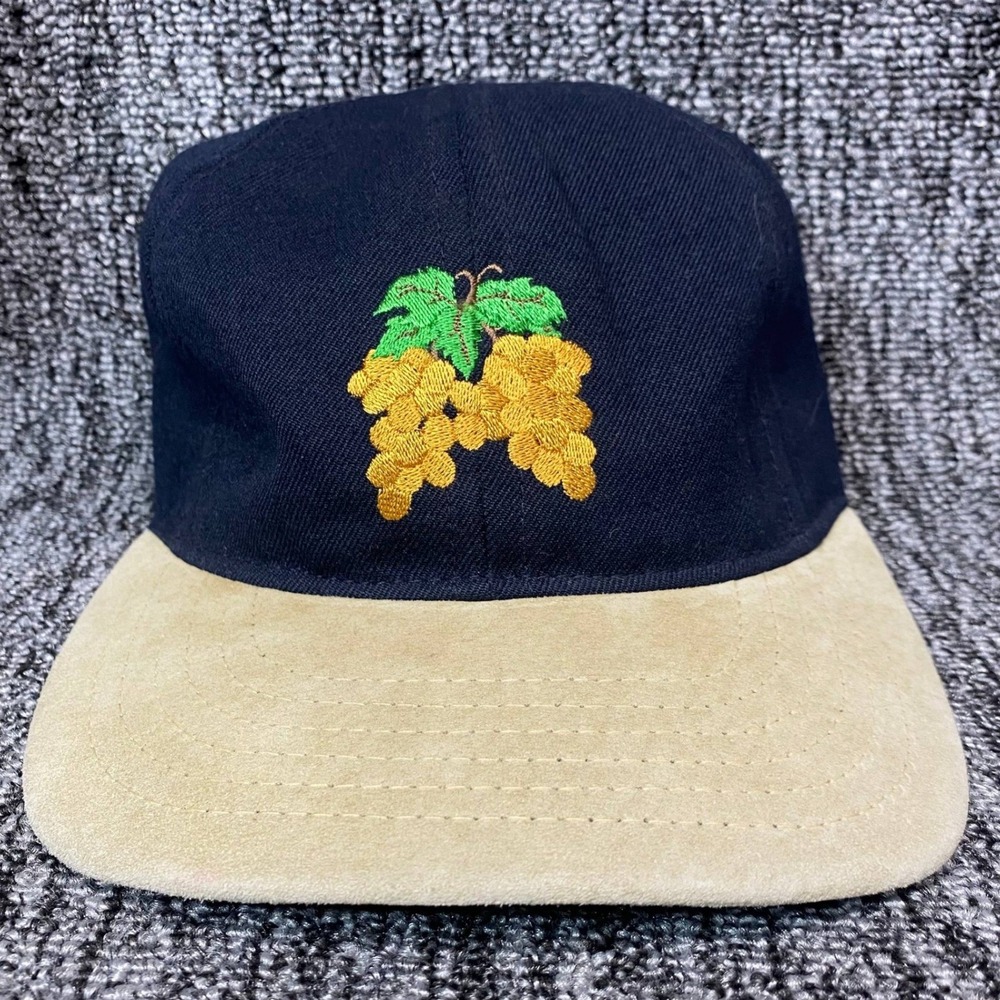 VTG Scheid Vineyards Strapback Hat Navy Suede Bill Grape Embroidered Winery Cap